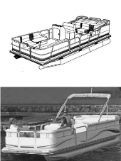 PONTOONS WITH BIMINI TOP AND RAILS THAT FULLY ENCLOSE DECK
